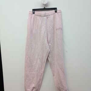 Victoria Secret PINK Campus Fleece Sweatpants L Heathered Pink Petal Woven Shine